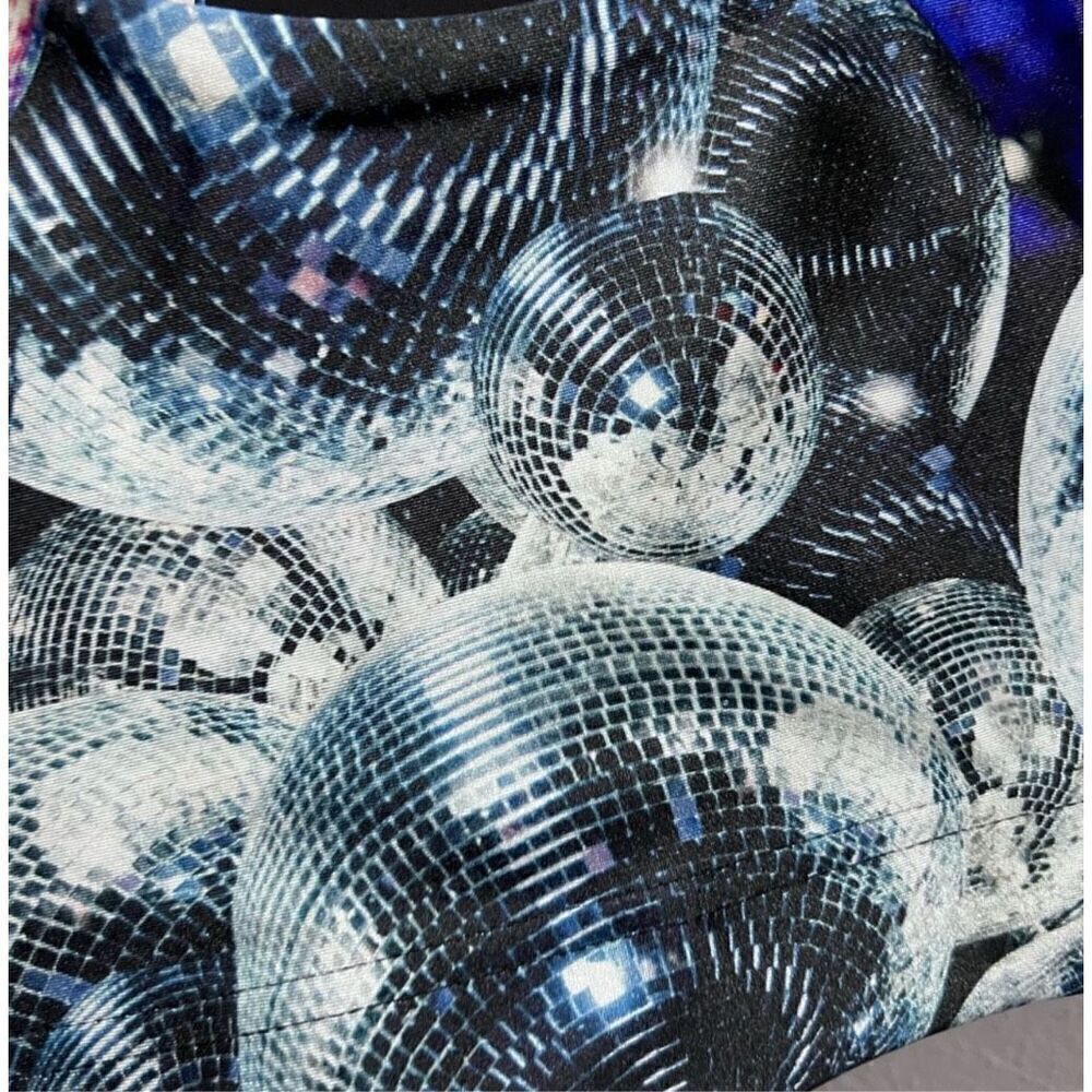 Terez Disco Ball Sports Bra NWT size Medium All Over Print Racerback - Picture 3 of 5
